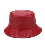 Fashion Bucket Hat PU Leather Rain Hat Waterproof Fishmen Cap