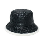 Winter Warm Bucket Hat Metal Leather Wave Plush Fisherman Hat