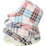 Warm Bucket Hat Plaid Fisherman Hat