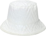 Winter Warm Bucket Hat Metal Leather Wave Plush Fisherman Hat