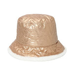 Winter Warm Bucket Hat Metal Leather Wave Plush Fisherman Hat