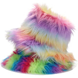 Faux Fur Rainbow Fisherman Hat for Women