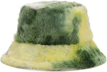 Winter Bucket Hat Rainbow Tie-dye Plush Fisherman Hat