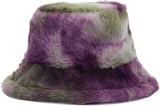 Winter Bucket Hat Rainbow Tie-dye Plush Fisherman Hat