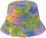 Women's Plush Colorful Rainbow Tie-dye Fisherman Hat