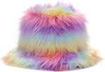 Faux Fur Rainbow Fisherman Hat for Women