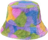 Women's Plush Colorful Rainbow Tie-dye Fisherman Hat