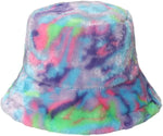 Women's Plush Colorful Rainbow Tie-dye Fisherman Hat