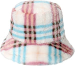 Warm Bucket Hat Plaid Fisherman Hat