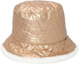 Winter Warm Bucket Hat Metal Leather Wave Plush Fisherman Hat