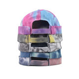 NEWBLOM Tie Dye Adjustable Melon Cap Hip Hop Brimless Beanie