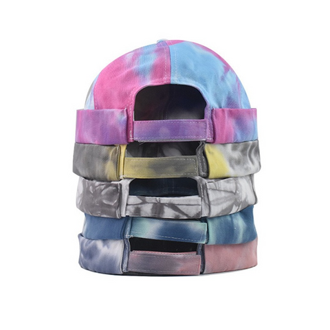 NEWBLOM Tie Dye Adjustable Melon Cap Hip Hop Brimless Beanie