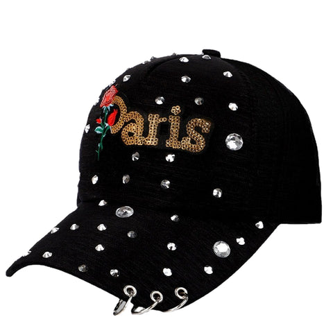 Female Colorful Paris Alphabet Embroiderided  Baseball Cap