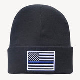 NEWBLOM  American Popular Flag Embroidered Knit Hat