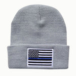 NEWBLOM  American Popular Flag Embroidered Knit Hat