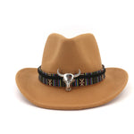 Cowboy Hat with Cow Head Band Wide Brim Hat Pop Jazz Hat