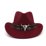 Cowboy Hat with Cow Head Band Wide Brim Hat Pop Jazz Hat