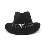 Cowboy Hat with Cow Head Band Wide Brim Hat Pop Jazz Hat