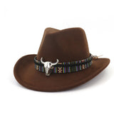 Cowboy Hat with Cow Head Band Wide Brim Hat Pop Jazz Hat