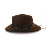 Cowboy Hat with Cow Head Band Wide Brim Hat Pop Jazz Hat