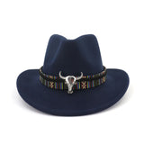 Cowboy Hat with Cow Head Band Wide Brim Hat Pop Jazz Hat