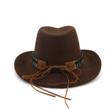 Cowboy Hat with Cow Head Band Wide Brim Hat Pop Jazz Hat