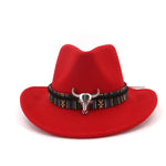 Cowboy Hat with Cow Head Band Wide Brim Hat Pop Jazz Hat