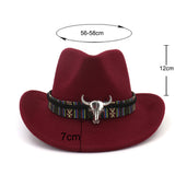 Cowboy Hat with Cow Head Band Wide Brim Hat Pop Jazz Hat