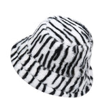 NEWBLOM Leopard Fluffy Hat Faux Fur Warm Bucket Hats