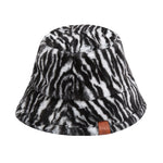 NEWBLOM Leopard Fluffy Hat Faux Fur Warm Bucket Hats