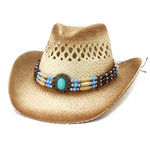 Handmade Weave Curling Brim Cowgirl Summer Hats Sombrero Cap