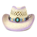 Handmade Weave Curling Brim Cowgirl Summer Hats Sombrero Cap