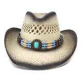 Handmade Weave Curling Brim Cowgirl Summer Hats Sombrero Cap