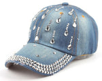 NEWBLOM Rhinestone Bow Crown Denim Baseball Cap