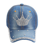 NEWBLOM Rhinestone Bow Crown Denim Baseball Cap