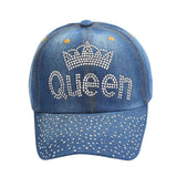 NEWBLOM Rhinestone Bow Crown Denim Baseball Cap