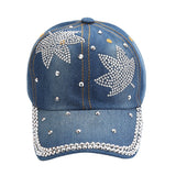 NEWBLOM Rhinestone Bow Crown Denim Baseball Cap