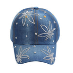 NEWBLOM Rhinestone Bow Crown Denim Baseball Cap