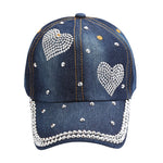 NEWBLOM Rhinestone Bow Crown Denim Baseball Cap