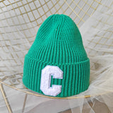 NEWBLOM Letter C embroidered warm ear protection knitted hat