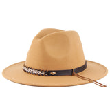 NEWBLOM Autumn and winter flat brim jazz top trilby Cowboy hat