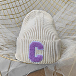 NEWBLOM Letter C embroidered warm ear protection knitted hat