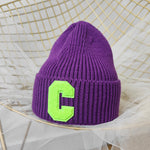 NEWBLOM Letter C embroidered warm ear protection knitted hat