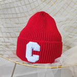 NEWBLOM Letter C embroidered warm ear protection knitted hat