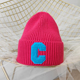 NEWBLOM Letter C embroidered warm ear protection knitted hat