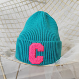 NEWBLOM Letter C embroidered warm ear protection knitted hat