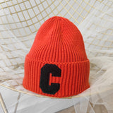 NEWBLOM Letter C embroidered warm ear protection knitted hat