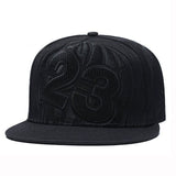 Black Leather Cotton 23 Snapback Hat Hip Hop Baseball Cap