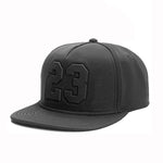 Black Leather Cotton 23 Snapback Hat Hip Hop Baseball Cap