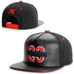 Black Leather Cotton 23 Snapback Hat Hip Hop Baseball Cap